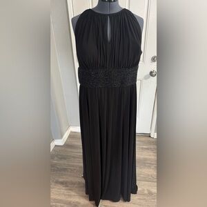 Black Evening Gown with Beaded Waist